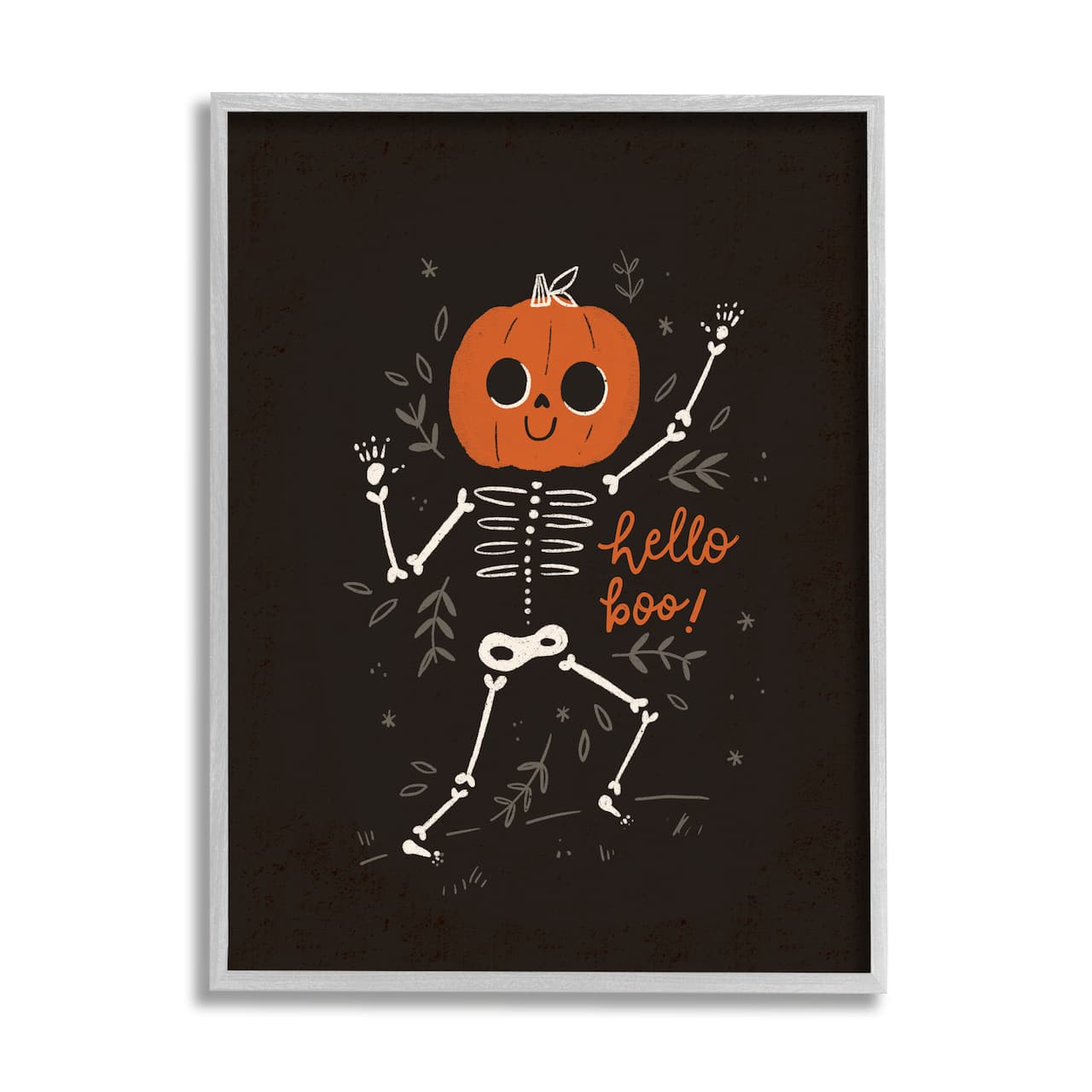 Stupell Industries Hello Boo Halloween Smiling Skeleton Framed Giclee Art